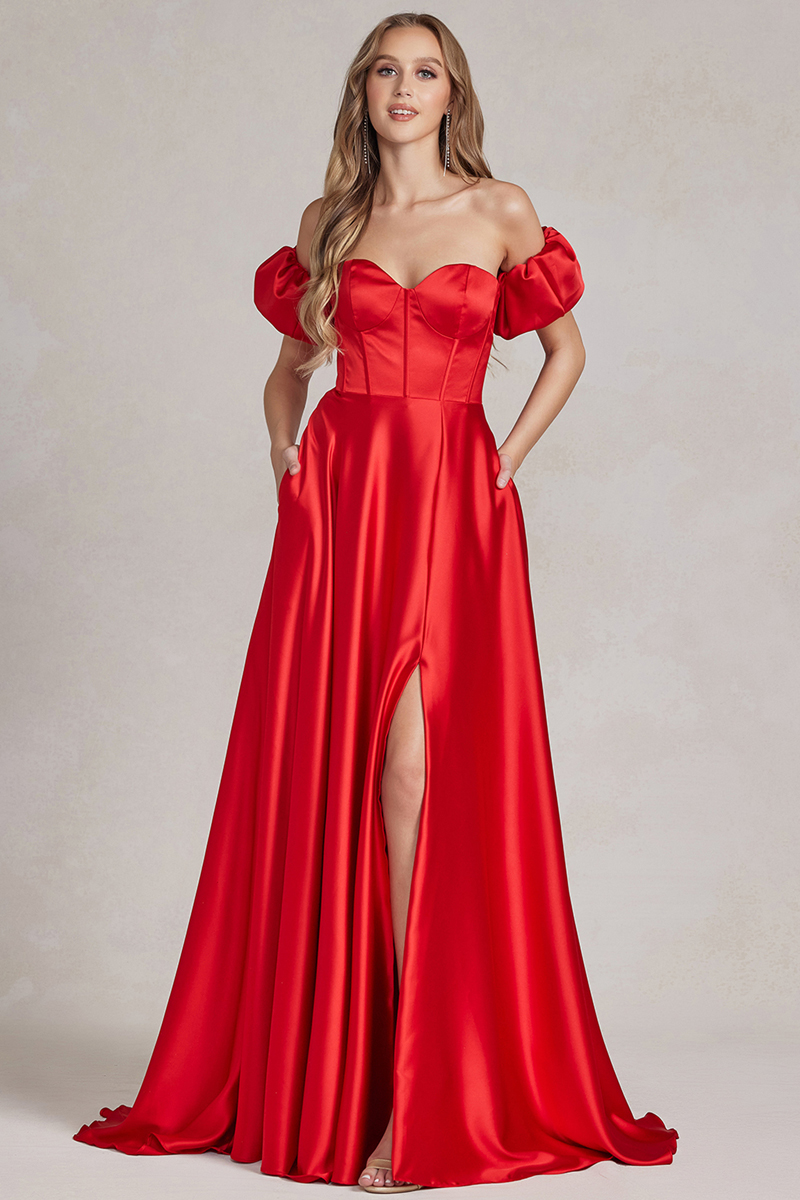 Boned Sweetheart A Line Gown w/ Arm Bands